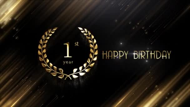 Gelukkige Verjaardag Banner Met Gouden Achtergrond Laurierkrans — Stockvideo