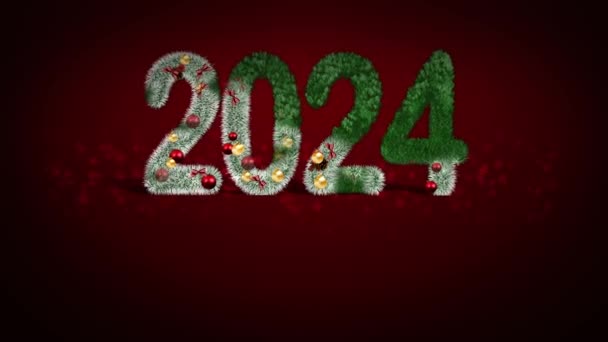 Grattis Till Det Nya Året 2024 Siffror Nyårsstil Röd Bakgrund — Stockvideo