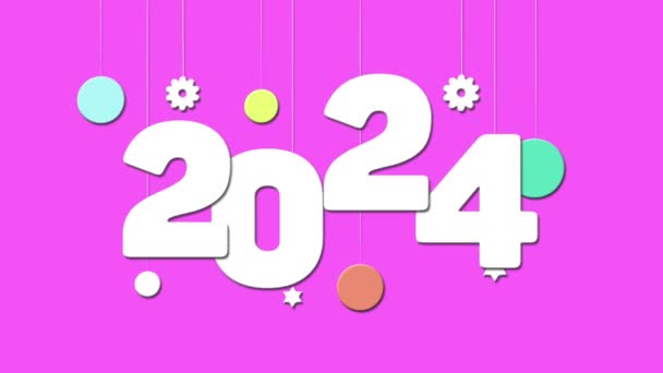 Gefeliciteerd Met Het Nieuwe Jaar 2024 Roze Achtergrond Nieuw Jaar — Stockvideo