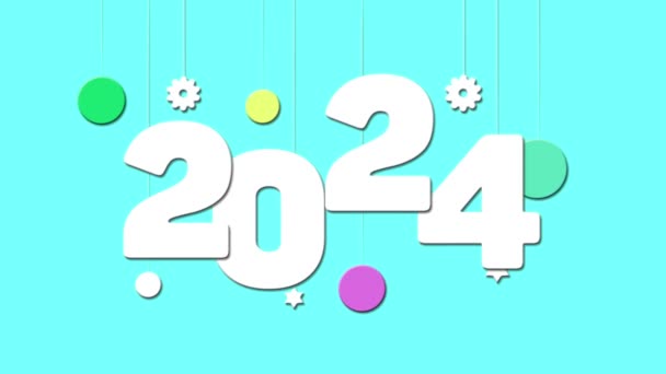 Поздравляем Новым 2024 Годом Бирюзовый Фон Новый Год 2024 — стоковое видео