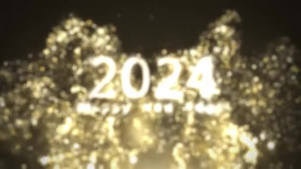 Frohes Neues Jahr 2024 Insbesondere Goldene Frohe Neujahrsgrüße Grafik — Stockvideo