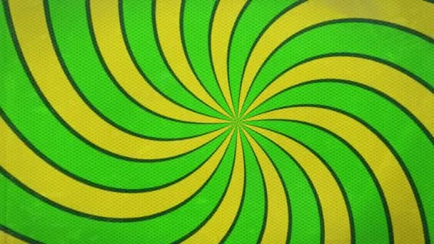 Komische Achtergrond Met Draaiende Strepen Van Groene Gele Kleur Psychedelische — Stockvideo