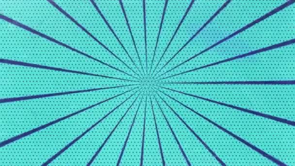 Comic Background Turquoise Blue Stripes Dots Anime Background — Stock Video