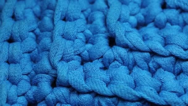 Голубая Ткань Виде Макроса Ткань Шитья — стоковое видео