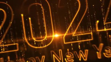 Yeni Yıl 2024, Mutlu Yeni Yıl 2024, grafikler, lüks stil, altın renk, parçacıklar