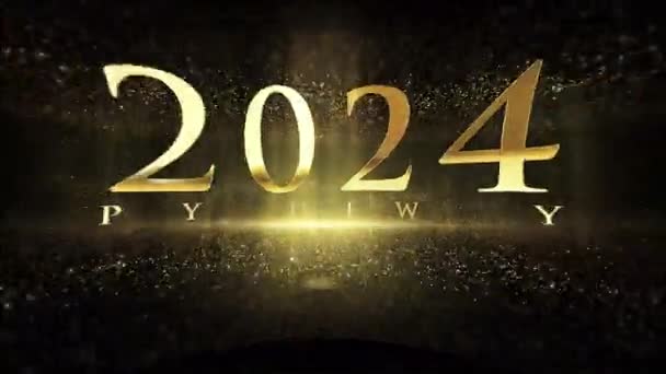 Nowy Rok 2024 Gratulacje Okazji Nowego Roku 2024 Grafika Złoty — Wideo stockowe