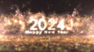 Yeni yılın kutlu olsun 2024 Altın konfeti ve parçacıklarla, tatille, yeni 2024
