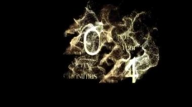 Yeni yıl 2024 'te altın parçacıklar, yeni yıl, mutlu noeller, alfa kanalı