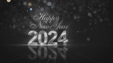 Yeni yıl, yeni yıl 2024 Kutlama, bayrak, gümüş, lüks tarz afiş