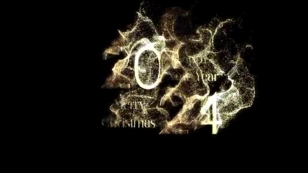 Nový Rok 2024 Zlatými Částicemi Nový Rok Veselé Vánoce Alfa — Stock video