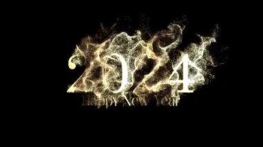 Yeni yıl 2024 'te altın parçacıklar, yeni yıl, grafikler, alfa kanalı