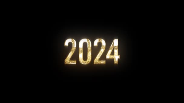 Congratulazioni Oro Felice Anno Nuovo 2024 Numeri Oro Canale Alfa — Video Stock