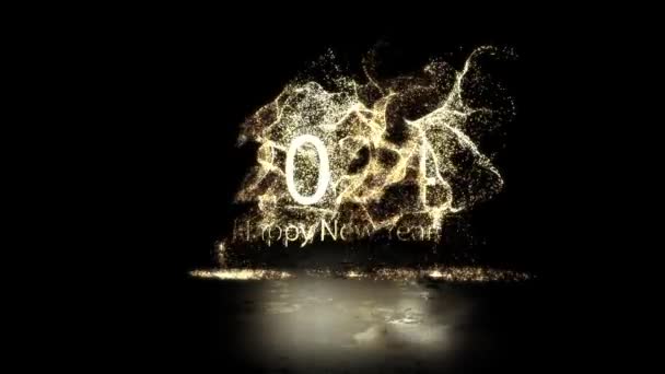 Szczęśliwego 2024 Pozdrowienia Złote Cząstki Nowy Rok Święto — Wideo stockowe