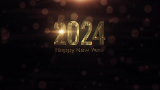 Ευτυχισμένο Νέο Έτος 2024 Χαιρετισμός Όμορφη Θολούρα Και Θόρυβο Ρετρό — Αρχείο Βίντεο