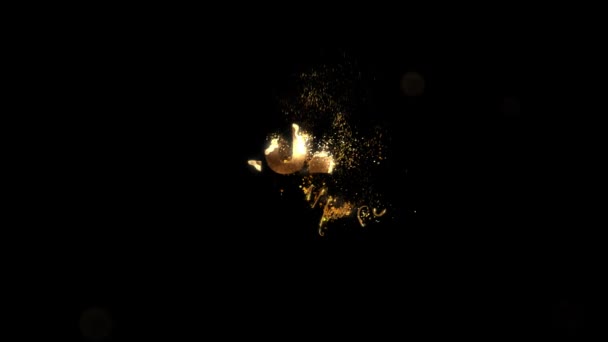 新年快乐2024 带着金色的粒子和金色的字母 新年快乐 Alpha频道 — 图库视频影像