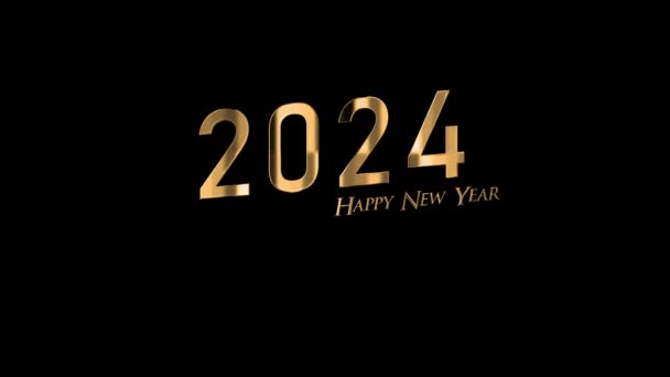 Καλή Χρονιά 2024 Χρυσά Γράμματα Κανάλι Άλφα — Αρχείο Βίντεο