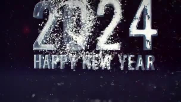 Nowy Rok Obchody Nowego Roku 2024 Sztandar Uroczyste Tło Śniegiem — Wideo stockowe