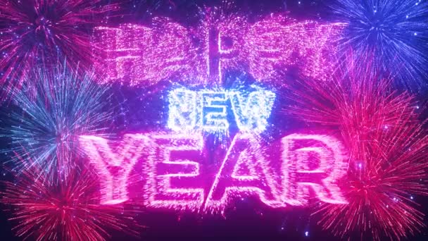 Szczęśliwego Nowego Roku 2024 Piękne Fajerwerki — Wideo stockowe