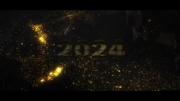 Ευτυχισμένο Νέο Έτος 2024 Πολυτελές Χρυσό Στυλ — Αρχείο Βίντεο