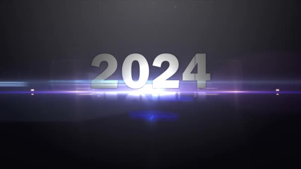 Ευτυχισμένο Νέο Έτος Χαιρετισμός Νέο Έτος 2024 Λογότυπο — Αρχείο Βίντεο