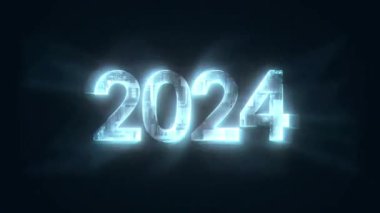 Neşeli yeni yıl 2024 neon elektro tarzı, yeni yıl 2024