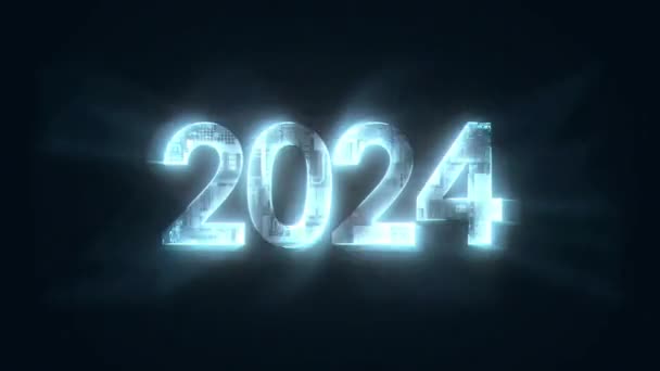 Праздничный Новый 2024 Год Неоновом Электро Стиле Новый 2024 Год — стоковое видео