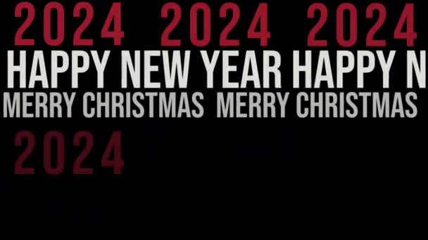 新年快乐2024年圣诞新2024年印刷横幅阿尔法频道 — 图库视频影像