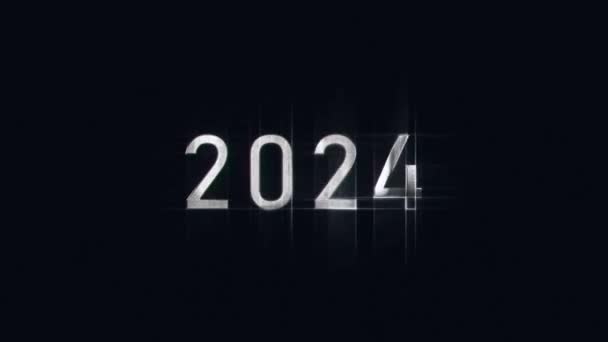Šťastný Nový Rok 2024 Pozdrav Stříbrném Stylu Nový Rok 2024 — Stock video