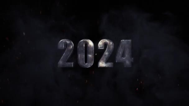 Новый Год 2024 Горит Огне 2024 Новый Год — стоковое видео