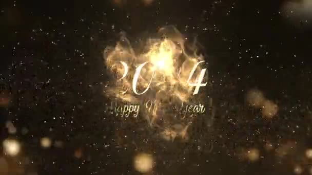 Νέο Έτος 2024 Χρυσά Σωματίδια Ευτυχισμένο Νέο Έτος 2024 Χαιρετισμούς — Αρχείο Βίντεο