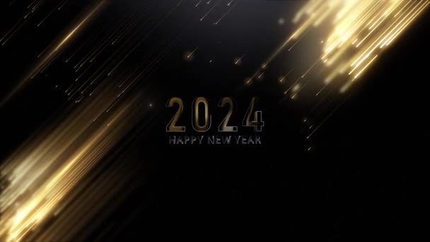 Šťastný Nový Rok 2024 Vánoce Dovolená Nový Rok 2024 Zlato — Stock video