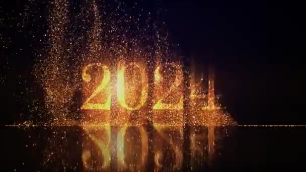 Новим Роком 2024 Вітання Золотим Конфетті Свято Новий 2024 Рік — стокове відео