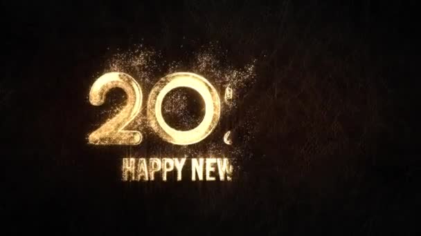 Feliz Año Nuevo 2024 Saludo Con Letras Partículas Oro Vacaciones — Vídeos de Stock