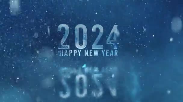 Šťastný Nový Rok 2024 Pozdrav Sněhem Novoroční Čepicí Dovolená Nový — Stock video