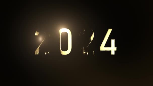 Ευτυχισμένο Νέο Έτος 2024 Χαιρετισμούς Χρυσό Νέο 2024 — Αρχείο Βίντεο