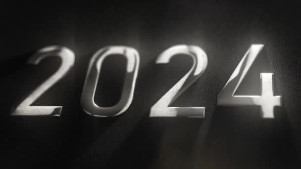 Frohes Neues Jahr 2024 Gruß Stilvolle Silberne Buchstaben Neues Jahr — Stockvideo