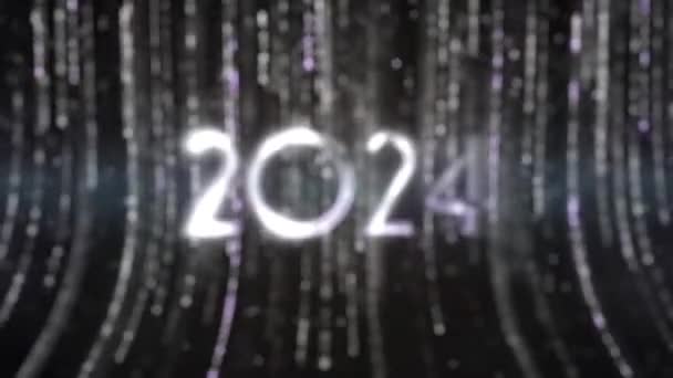 Šťastný Nový Rok 2024 Krásné Stříbrné Pozadí Částicemi — Stock video