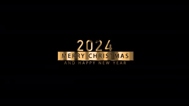 Gelukkig Nieuwjaar 2024 Gouden Letters Met Alfakanaal Typografie Nieuwjaar Kerstmis — Stockvideo