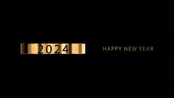 Šťastný Nový Rok 2024 Zlatá Písmena Alfa Kanálem Typografie Nový — Stock video