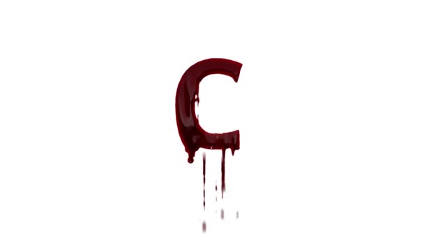アルファチャンネル付きの血の文字C 血のアルファベット — ストック動画
