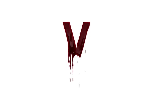 アルファチャンネル付きの血の文字V 血のアルファベット — ストック動画