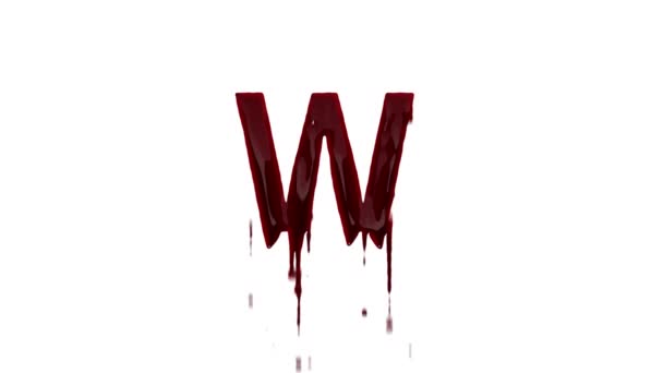 血淋淋的字母W带有Alpha通道 血淋淋的字母 — 图库视频影像