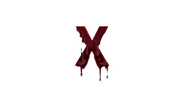 带有Alpha通道的血腥字母X 该死的字母表 — 图库视频影像