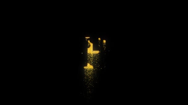 Золотая Буква Золотыми Частицами Альфа Каналом Золотой Алфавит — стоковое видео