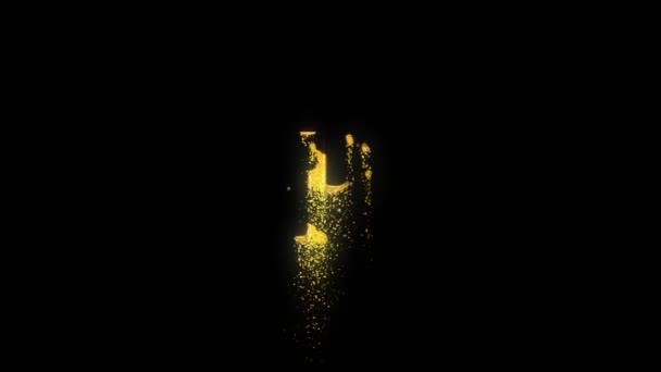 Золота Літера Золотими Частинками Альфа Канал Золотий Алфавіт — стокове відео