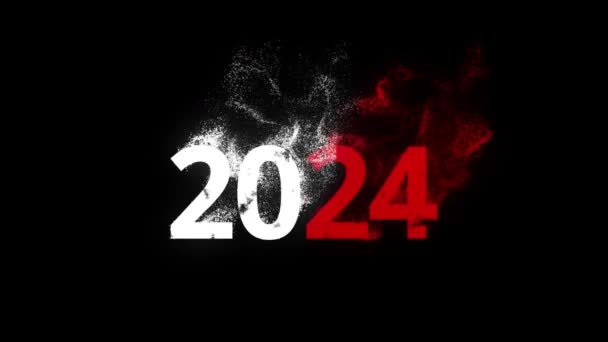 Ευτυχισμένο Νέο Έτος 2024 Νέο Έτος 2024 Σωματίδια Κανάλι Άλφα — Αρχείο Βίντεο