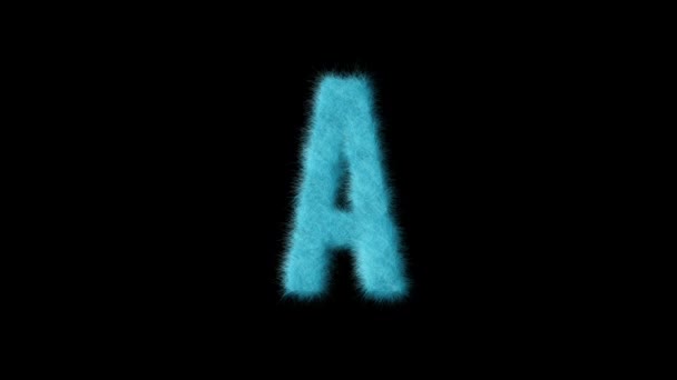 ふわふわの文字 アルファチャンネル付きピンク色 毛皮アルファベット — ストック動画