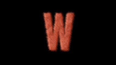 Pembe renkli W harfi alfa kanalı, tüylü alfabe.