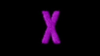Pembe renkli tüylü X harfi alfa kanalı, tüylü alfabe