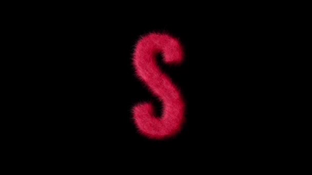 Soffici Lettera Colore Rosa Con Canale Alfa Alfabeto Peloso — Video Stock